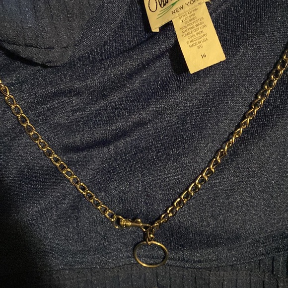 Vintage Oliva Rose 80s90s long Sleeve 1piece Shirt with detachable chain size 16 - Picture 9 of 12